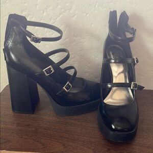 Black Strappy Platform Heels